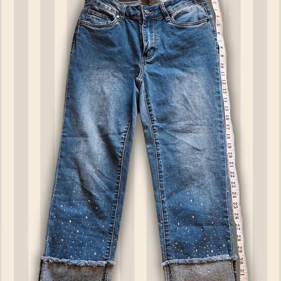 Second Hand Piccadilly rhinestone detail mid-wash capris - Size: 6 - Picture 5 of 6